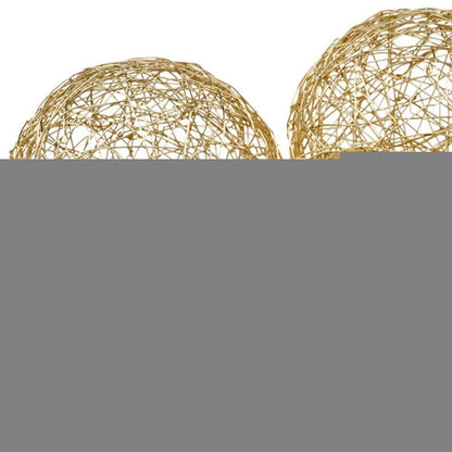 Set of Three Gold Wire 3" Decorative Orbs HomeRoots
