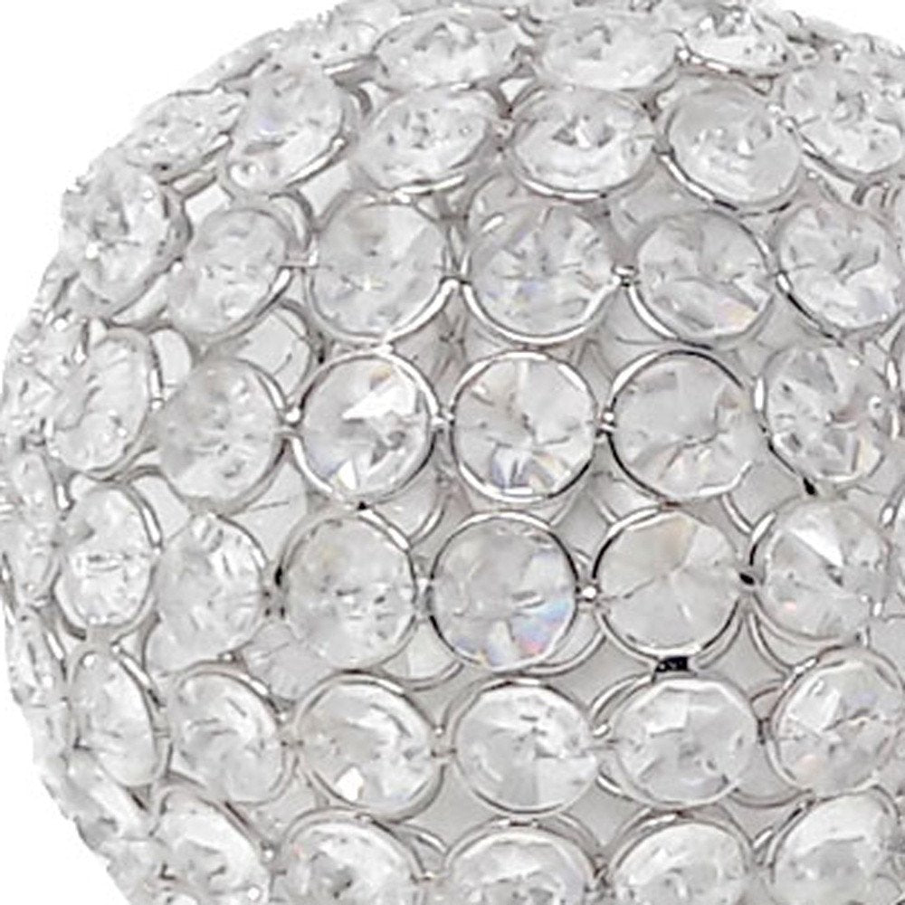 Set of Two Clear And Silver Faux Crystal And Steel Decorative Orb Tabletop Sculptures HomeRoots