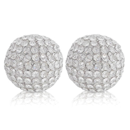 Set of Two Clear And Silver Faux Crystal And Steel Decorative Orb Tabletop Sculptures HomeRoots
