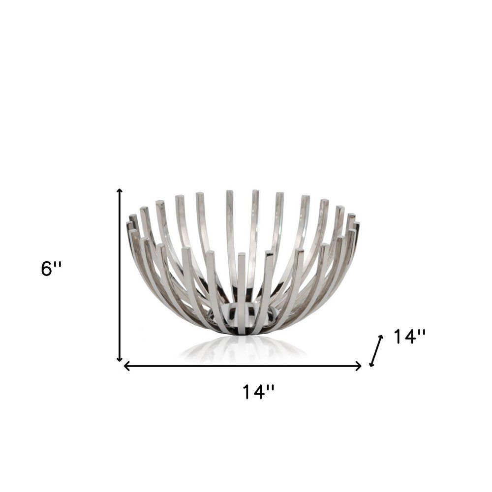 14" Silver Stainless Steel Decorative Bowl HomeRoots