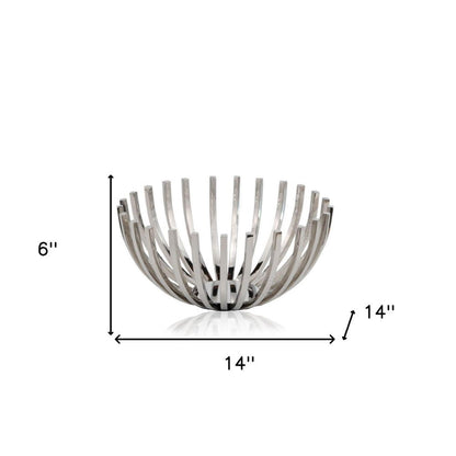 14" Silver Stainless Steel Decorative Bowl HomeRoots