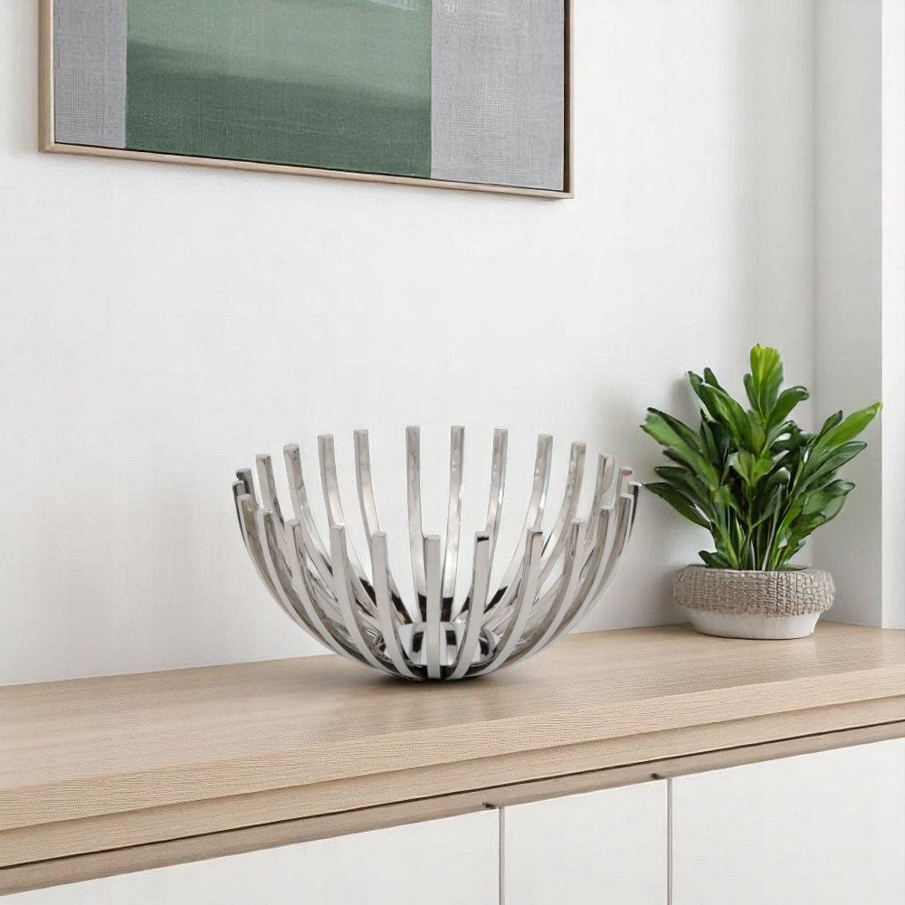 14" Silver Stainless Steel Decorative Bowl HomeRoots