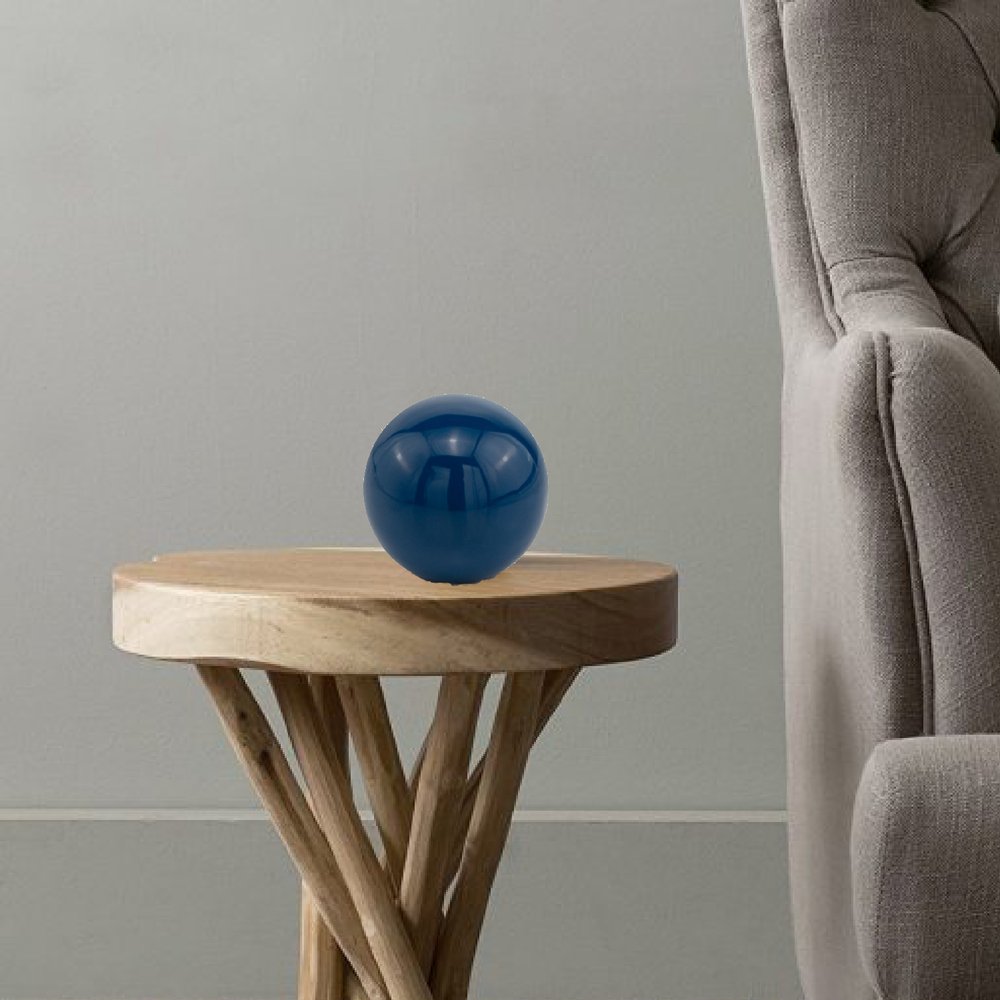 4" Blue Aluminum Decorative Orb Tabletop Sculpture HomeRoots