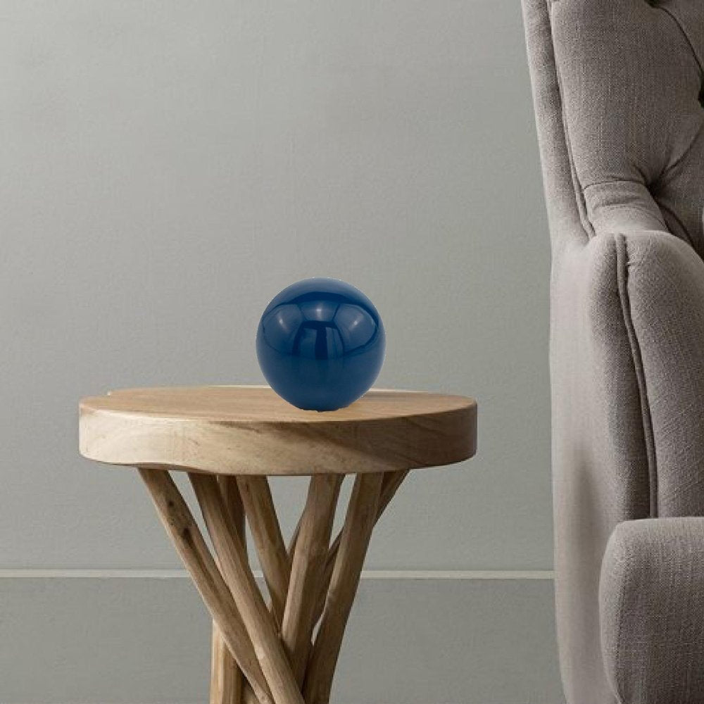 4" Blue Aluminum Decorative Orb Tabletop Sculpture HomeRoots