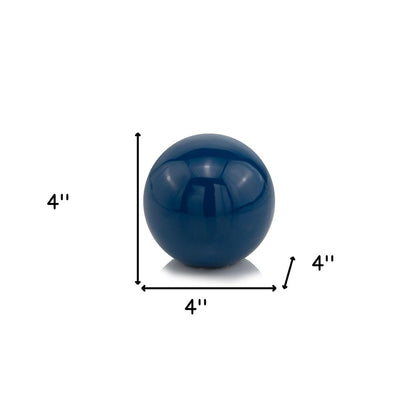 4" Blue Aluminum Decorative Orb Tabletop Sculpture HomeRoots