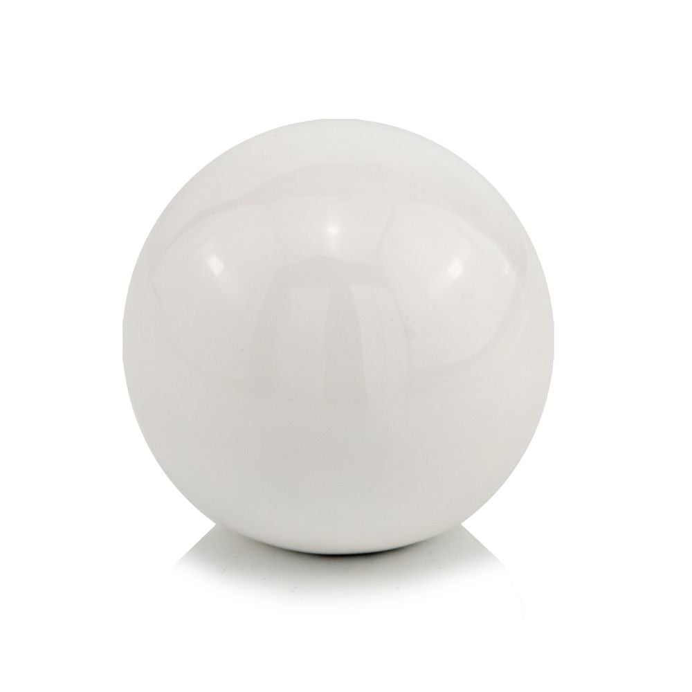 4" White Aluminum Decorative Orb Tabletop Sculpture HomeRoots