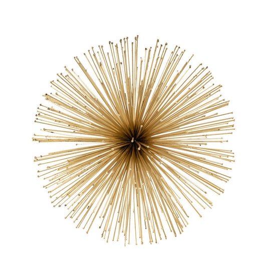 Set of Two Gold Iron Decorative Spiky Sphere Tabletop Sculptures HomeRoots