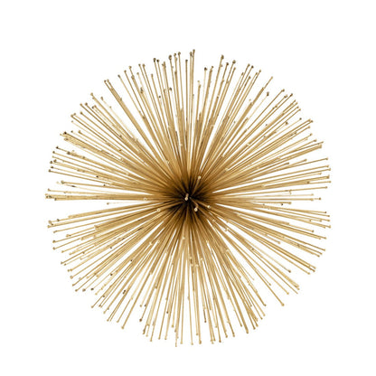 Set of Two Gold Iron Decorative Spiky Sphere Tabletop Sculptures HomeRoots