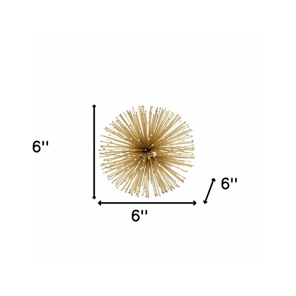 Set of Two Gold Iron Decorative Spiky Sphere Tabletop Sculptures HomeRoots