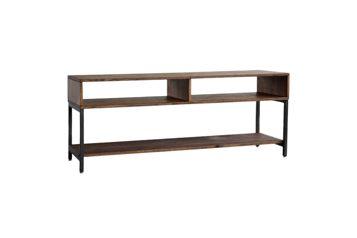 60" Brown Solid Wood Open Shelving TV Stand