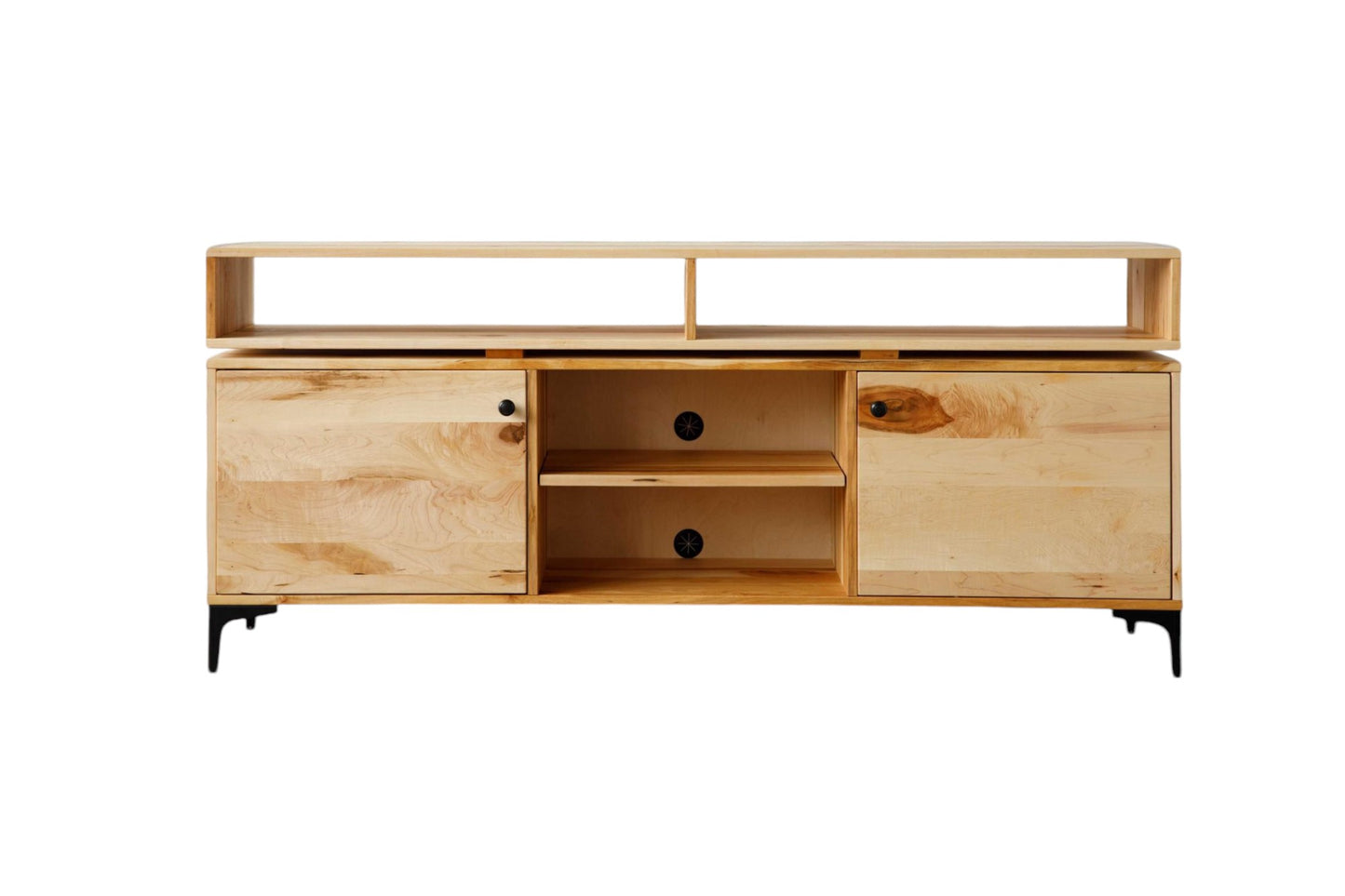 72" Solid Wood Enclosed and Open Storage TV Stand