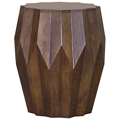 23" Dark Brown Solid Wood Drum End Table HomeRoots