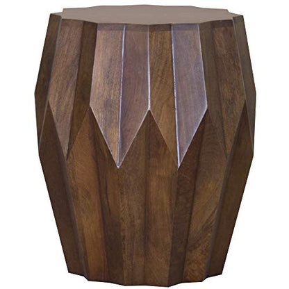 23" Dark Brown Solid Wood Drum End Table HomeRoots