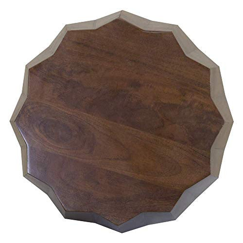 23" Dark Brown Solid Wood Drum End Table HomeRoots