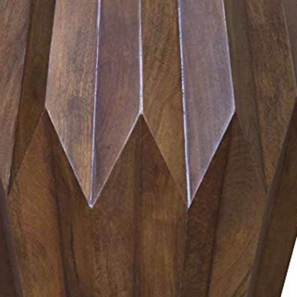 23" Dark Brown Solid Wood Drum End Table HomeRoots
