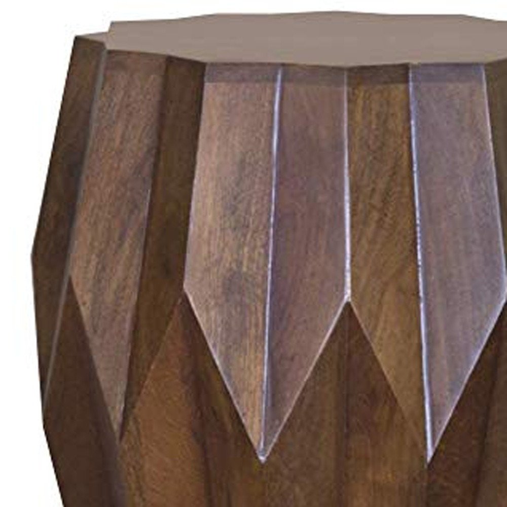 23" Dark Brown Solid Wood Drum End Table HomeRoots
