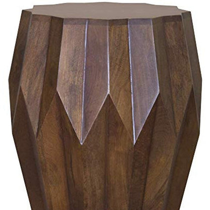23" Dark Brown Solid Wood Drum End Table HomeRoots