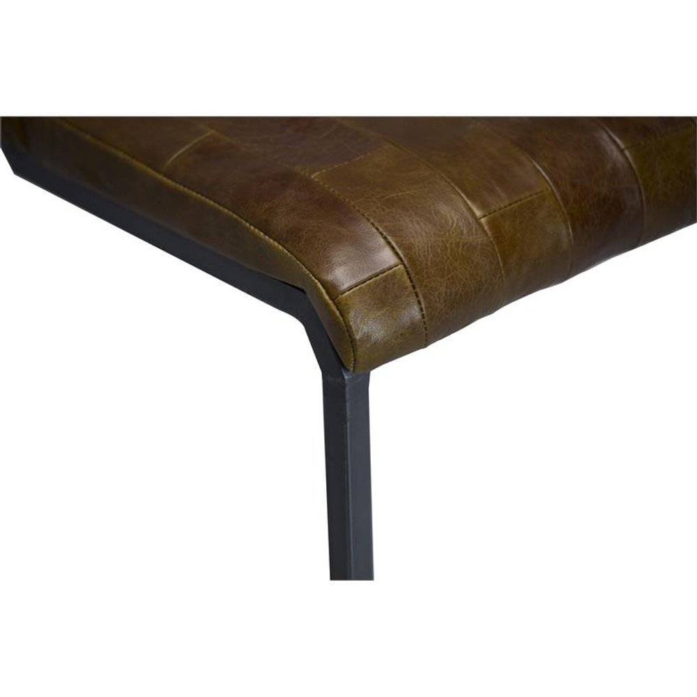 27" Brown And Black Genuine Leather And Iron Backless Counter Height Bar Chair HomeRoots