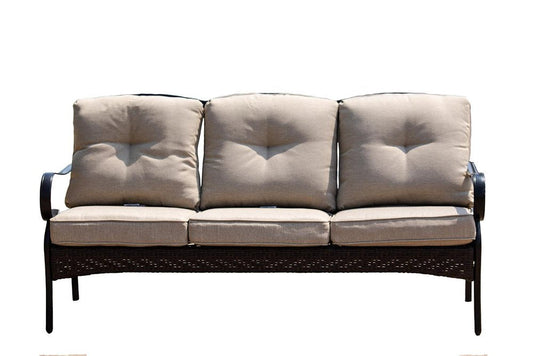 69" Beige Polyester Blend Settee With Black Legs HomeRoots