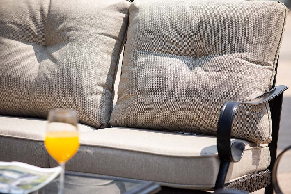 69" Beige Polyester Blend Settee With Black Legs HomeRoots