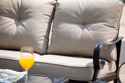 69" Beige Polyester Blend Settee With Black Legs HomeRoots