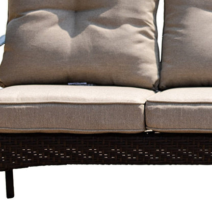 69" Beige Polyester Blend Settee With Black Legs HomeRoots