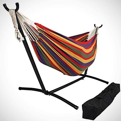 Tropical Stripe Double Classic Two Person Hammock With Stand