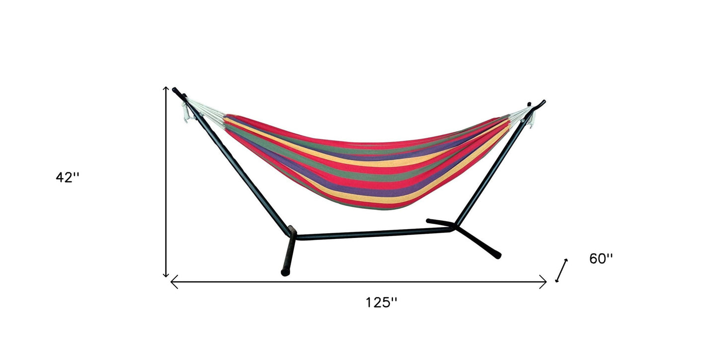 Tropical Stripe Double Classic Two Person Hammock With Stand