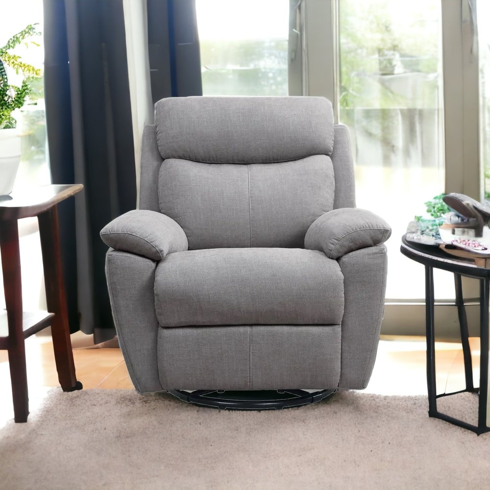 35" Light Gray Fabric Power Recliner With USB HomeRoots