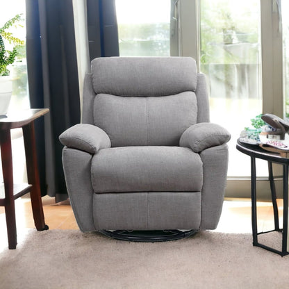 35" Light Gray Fabric Power Recliner With USB HomeRoots