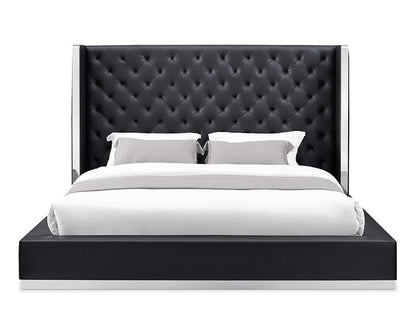 White Tufted Faux Leather Upholstered King Bed Frame HomeRoots