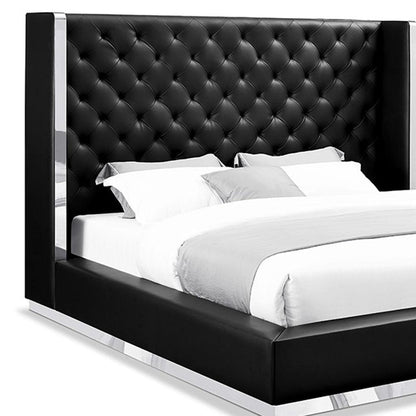 White Tufted Faux Leather Upholstered King Bed Frame HomeRoots