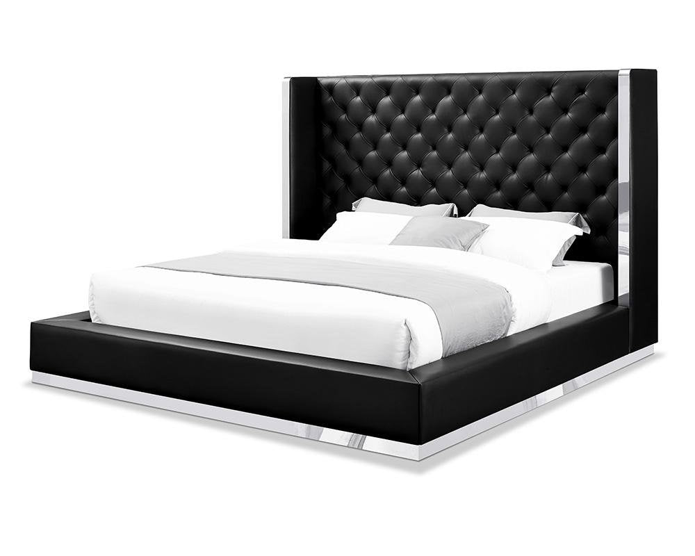 White Tufted Faux Leather Upholstered King Bed Frame HomeRoots