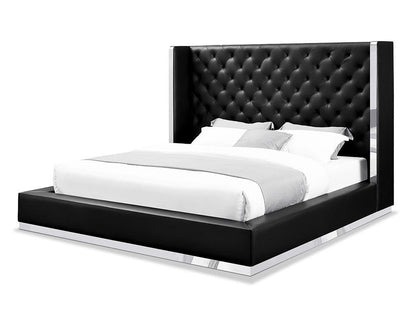 White Tufted Faux Leather Upholstered King Bed Frame HomeRoots