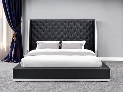 White Tufted Faux Leather King Bed Frame HomeRoots