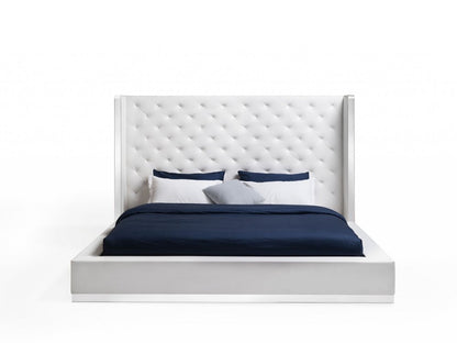 Black Tufted Faux Leather King Bed Frame HomeRoots