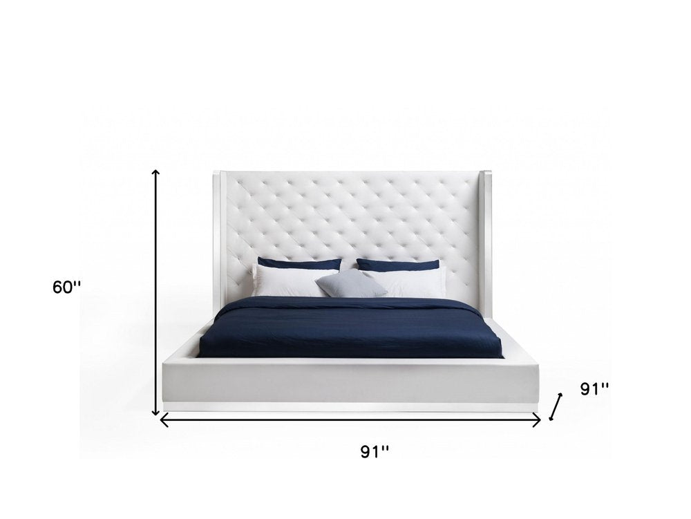 Black Tufted Faux Leather King Bed Frame HomeRoots