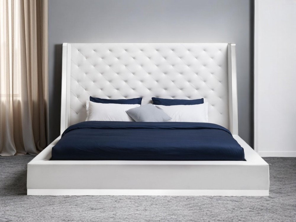 Black Tufted Faux Leather King Bed Frame HomeRoots