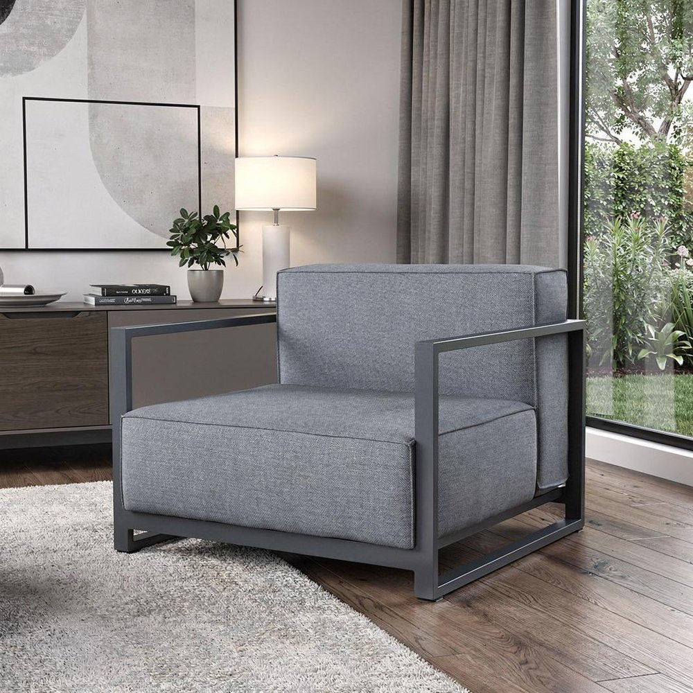 39" Gray Fabric Arm Chair HomeRoots