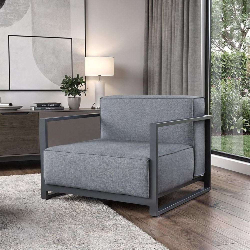 39" Gray Fabric Arm Chair HomeRoots