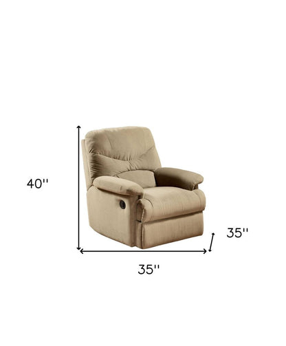 35" Beige Microfiber Recliner HomeRoots