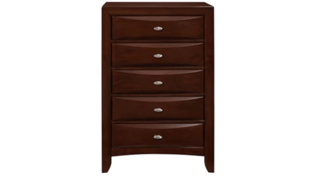 32" Espresso Solid Wood Five Drawer Chest — view 2