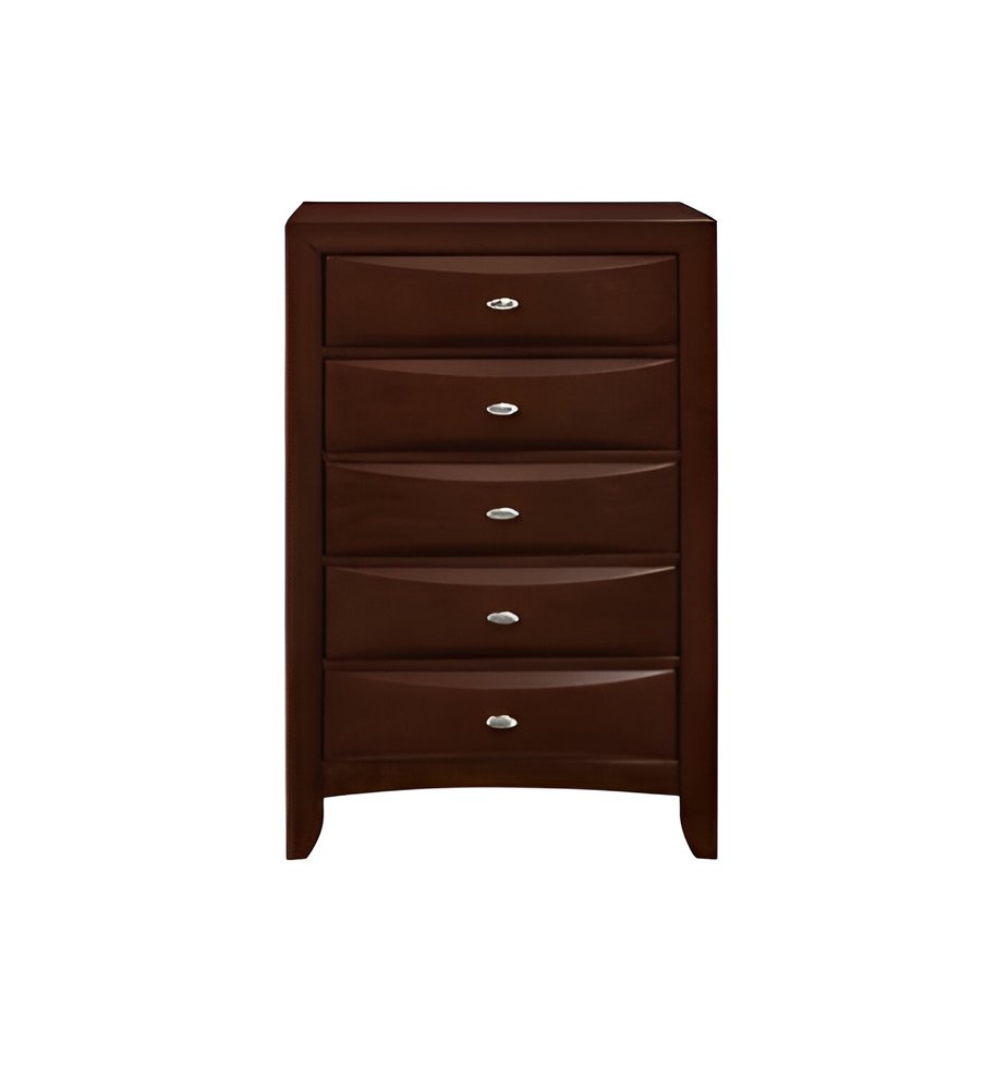 32" Espresso Solid Wood Five Drawer Chest HomeRoots