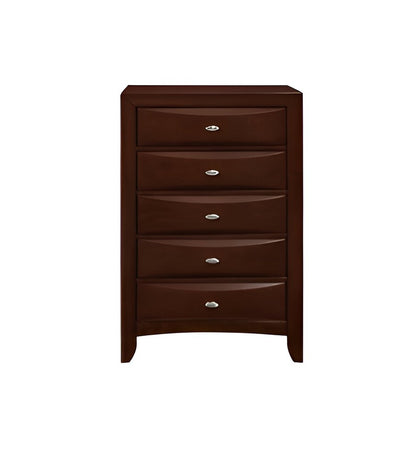 32" Espresso Solid Wood Five Drawer Chest HomeRoots