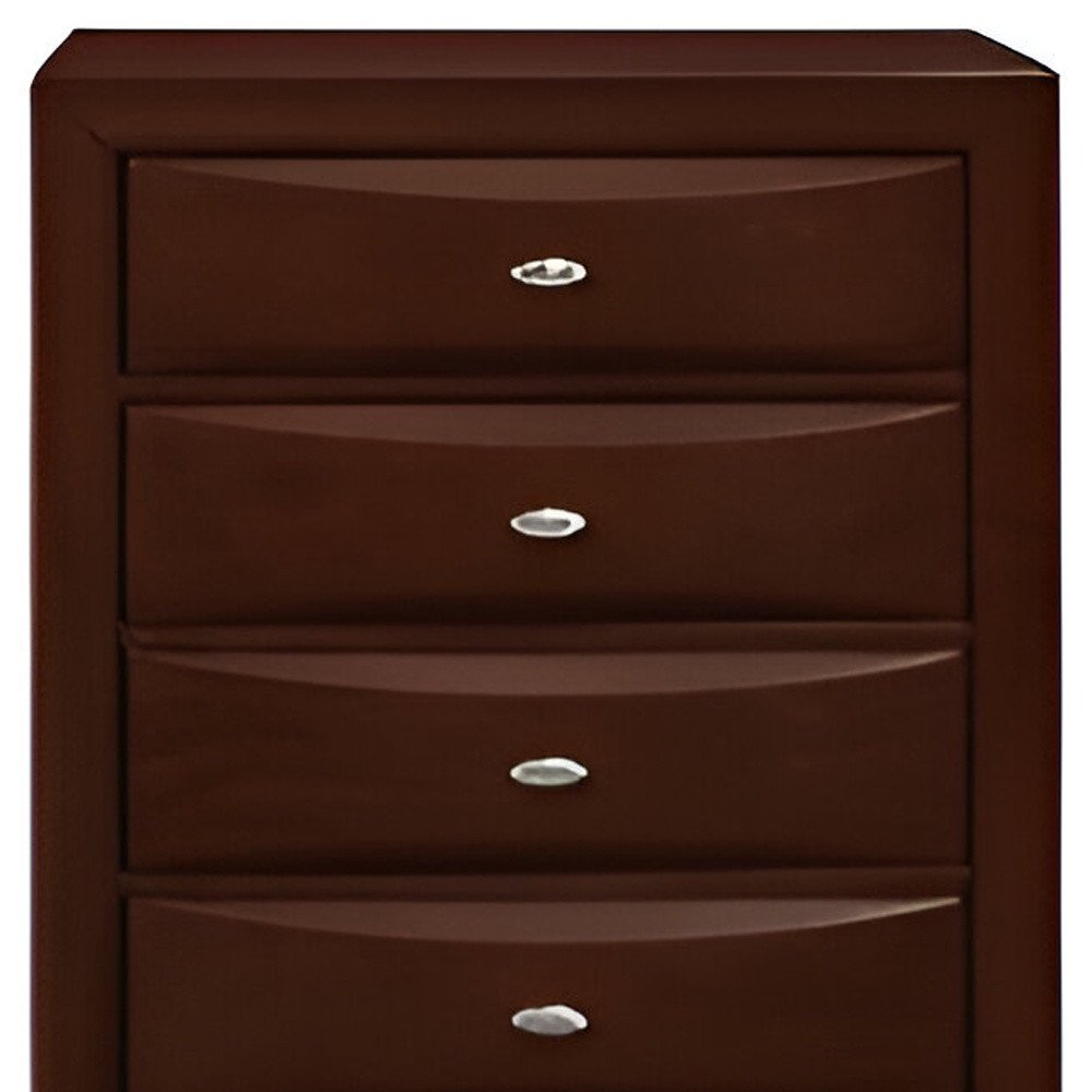 32" Espresso Solid Wood Five Drawer Chest HomeRoots