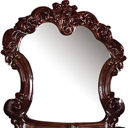 45" Brown Crowned Top Solid Wood Framed Mounted Dresser Mirror HomeRoots