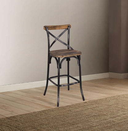 22" Brown And Black Iron Bar Chair HomeRoots