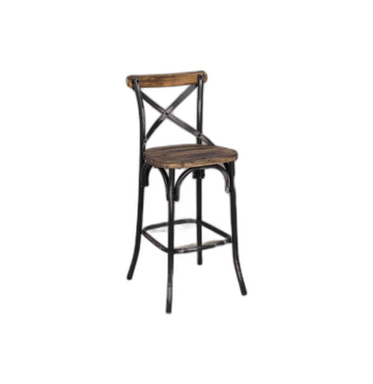 22" Brown And Black Iron Bar Chair HomeRoots