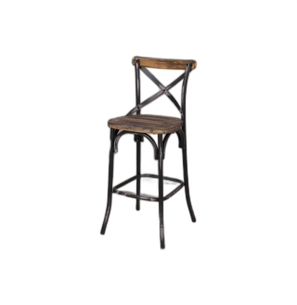 22" Brown And Black Iron Bar Chair HomeRoots