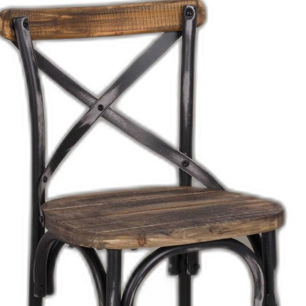 22" Brown And Black Iron Bar Chair HomeRoots